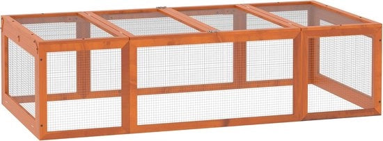 Recinzione per piccoli animali, gabbia per coniglietta con area di libero accesso per piccoli animali, legno di pino multifunzionale, arancione, 180 x 90 x 48 cm