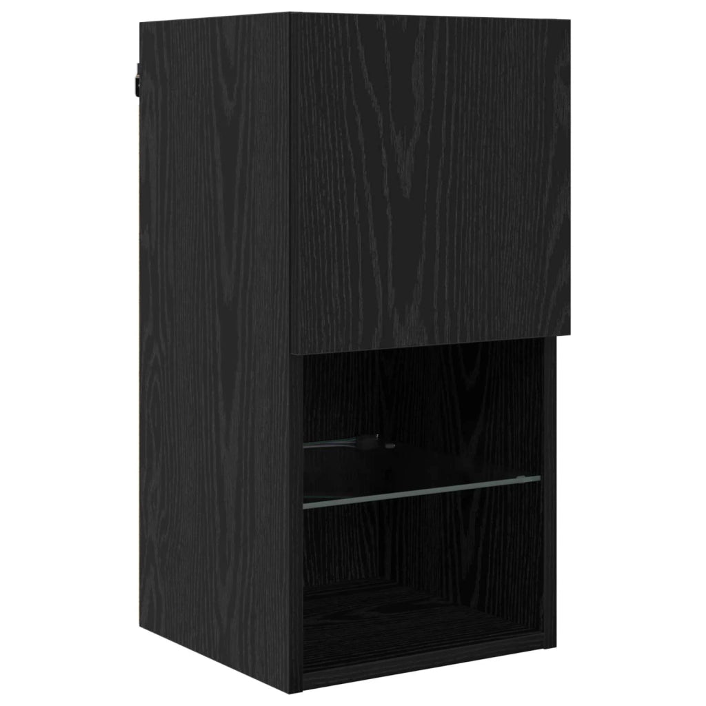 Unità a muro per TV con LED 6 pcs Rovere Nero Legno multistrato