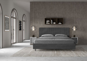 Letto Matrimoniale King Size 180x200 cm con Rete Imbottito in Microfibra Agueda Grigio