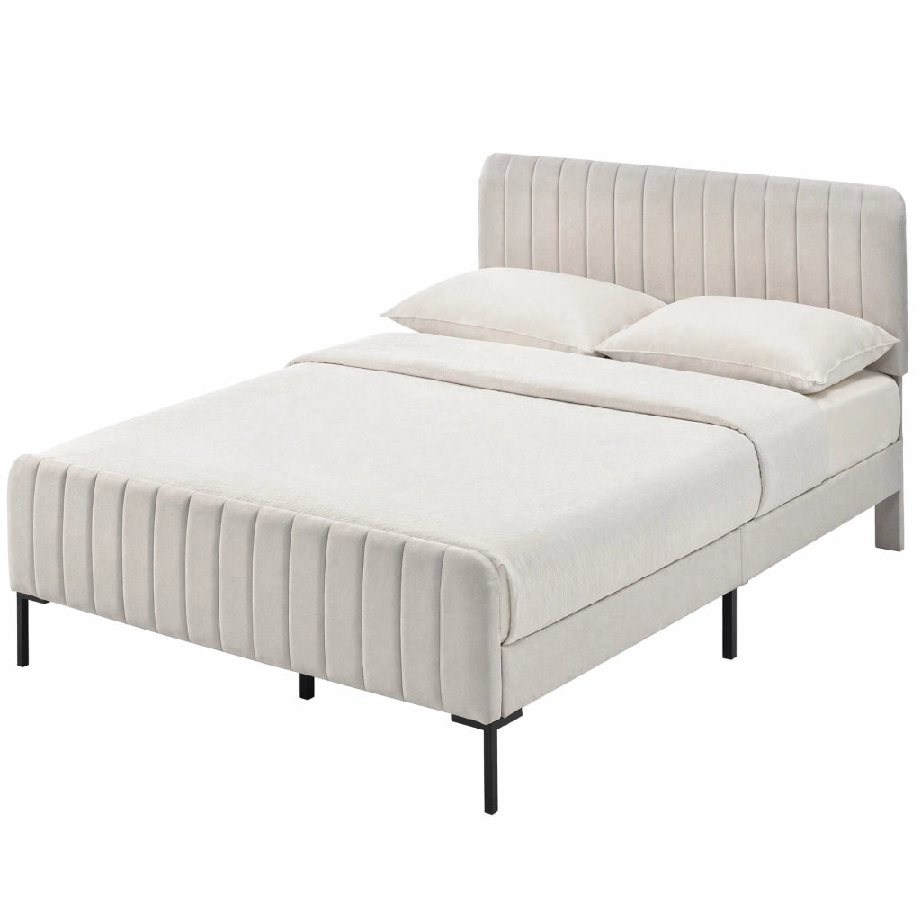 Letto imbottito 140x200 cm con testiera regolabile e rete a doghe