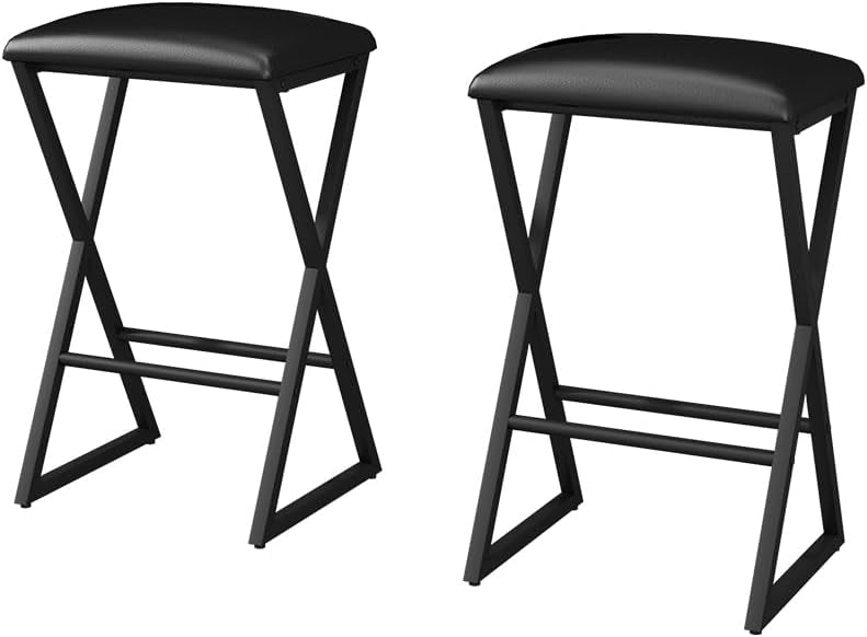 Set di 2 sgabelli da bar Vault, Nero, 40 x 64 cm 2 parti, con poggiapiedi e gambe in metallo verniciato a polvere