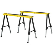 Set 2 Cavalletti da Lavoro Pieghevoli Telescopici Altezza Regolabile in Metallo  Giallo e Nero