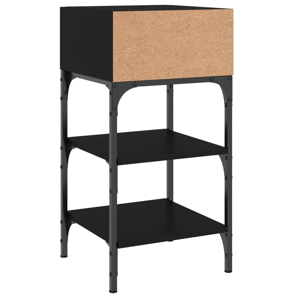 Comodini 2 pz-Set di 2 Tavolino da notte Neri 35x34,5x70 cm in Legno Multistrato