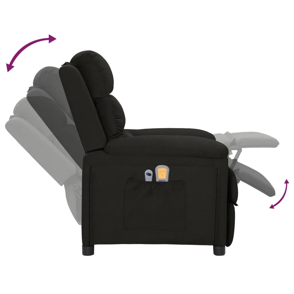 Poltrona Massaggiante | Sedia Relax Elettrica Nera in Tessuto