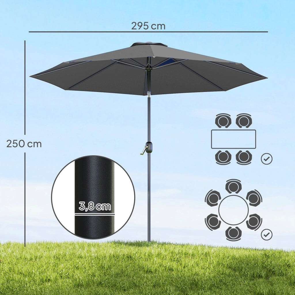 Ombrellone da giardino ¨C zephmum ¨C grigio scuro, metallo, ?295x250 cm