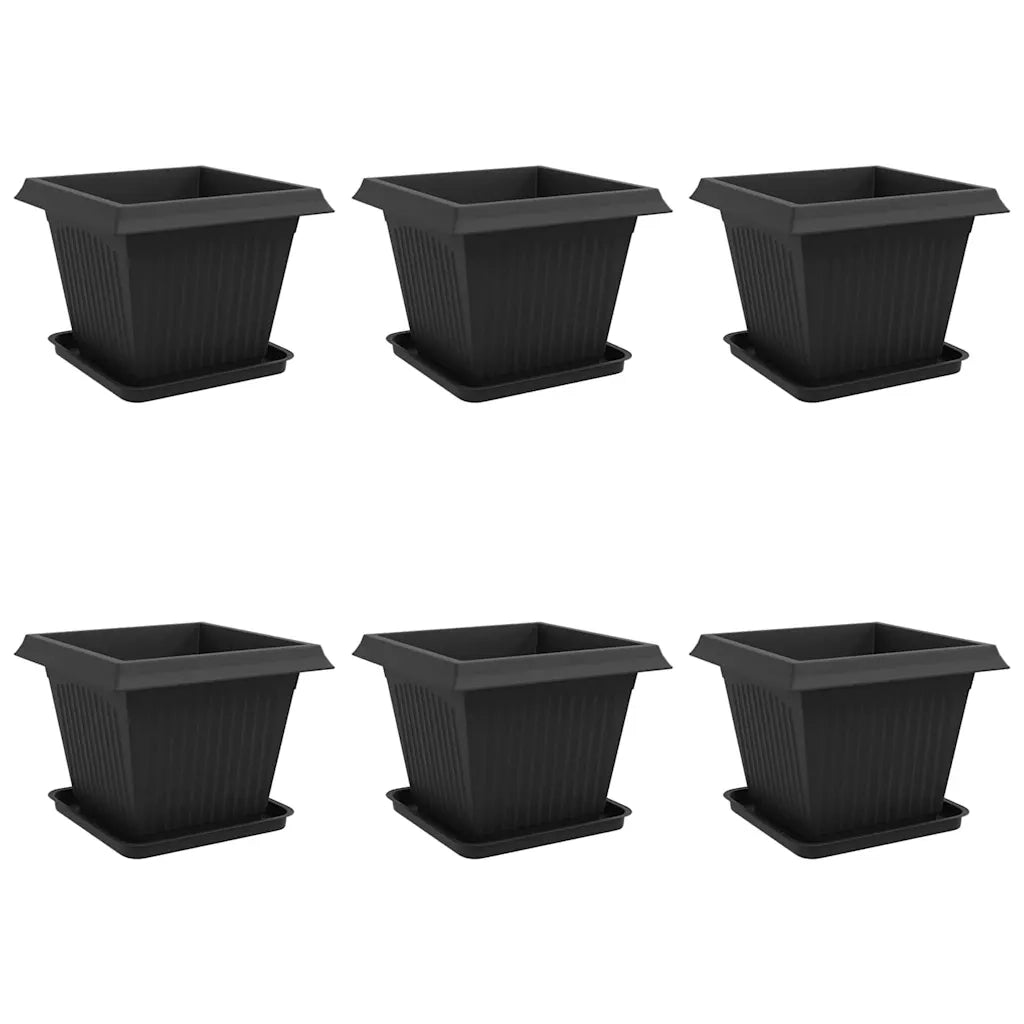 Fioriere | Cassetta per fiori | Vasi per Piante 6 pz Nero 43 x 43 x 33,5 cm Plastica