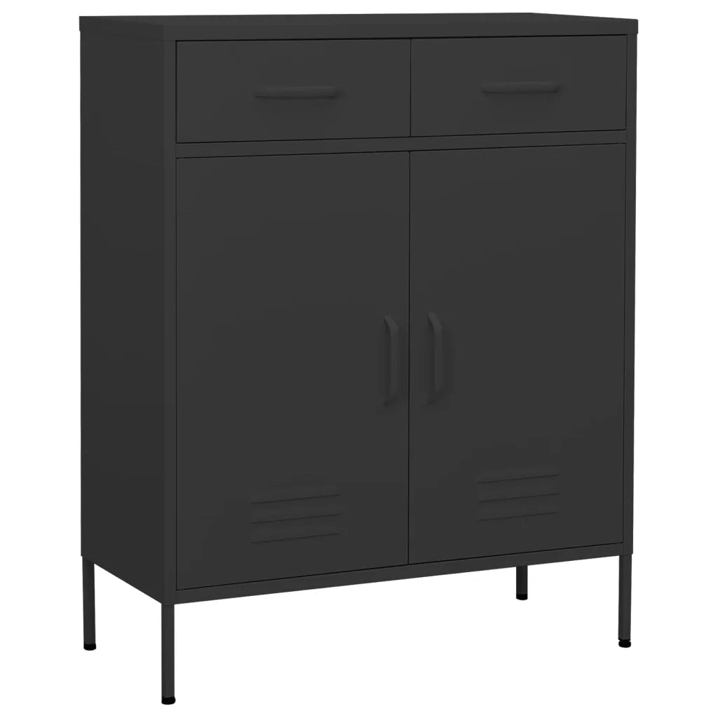 Mobile contenitore moderno color antracite 80 x 35 x 101,5 cm con pratici cassetti finitura opaca acciaio color antracite 02_0046850