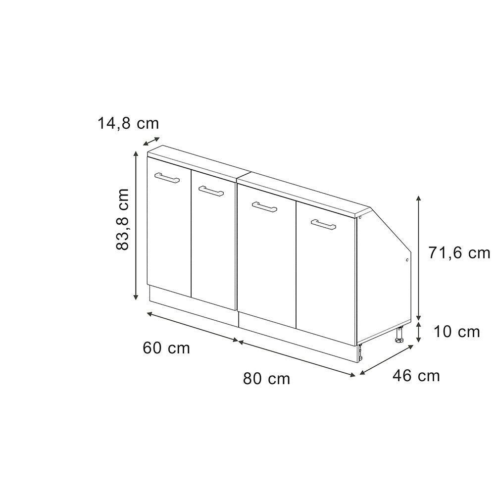 Set di mobili sottotetto Rion Antracite rustico/Bianco Set di 2 Vicco