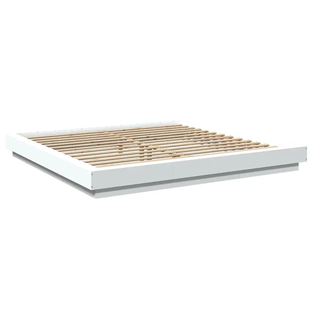 Letto matrimoniale | Letto per adulti | Giroletto con Luci LED Bianco 180x200 cm in Legno Multistrato