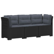 Divano da giardino 3 posti con cuscini in look rattan PP 3443837