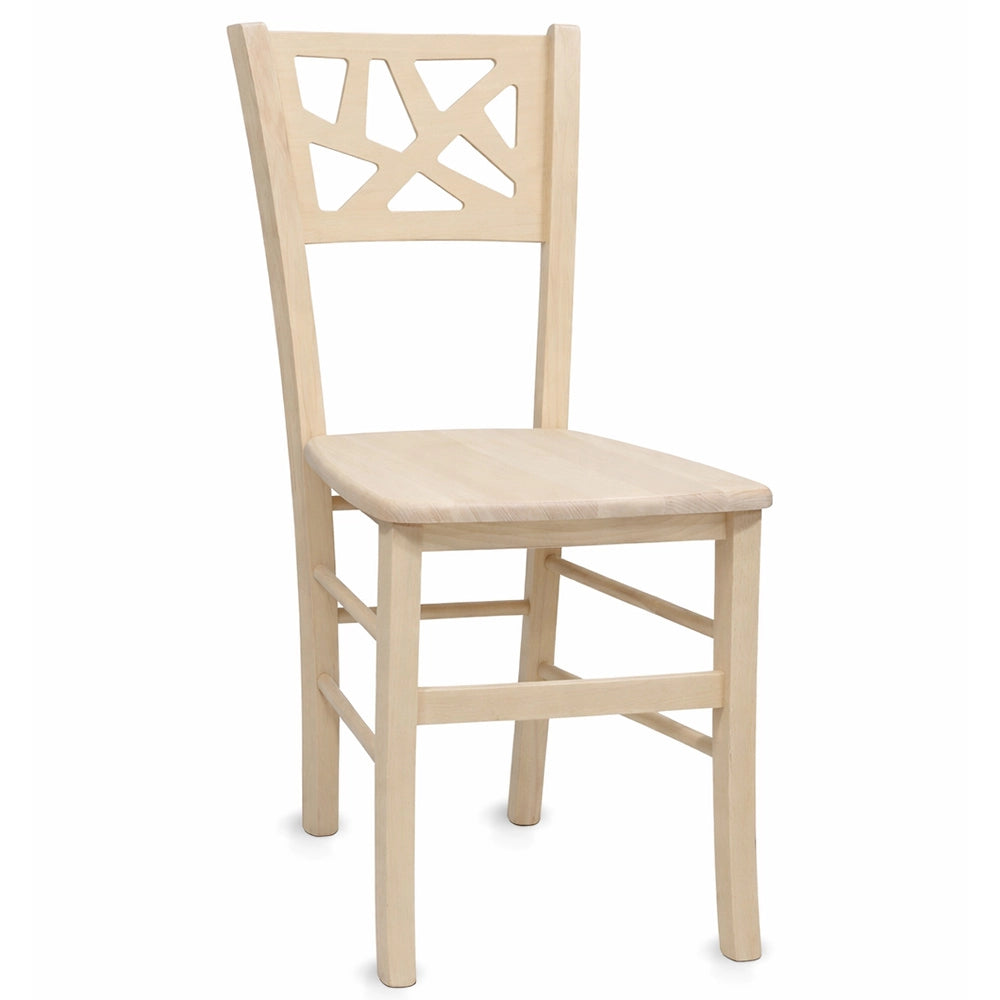 Sedia da sala da pranzo Sissy in legno grezzo da dipingere con seduta massello