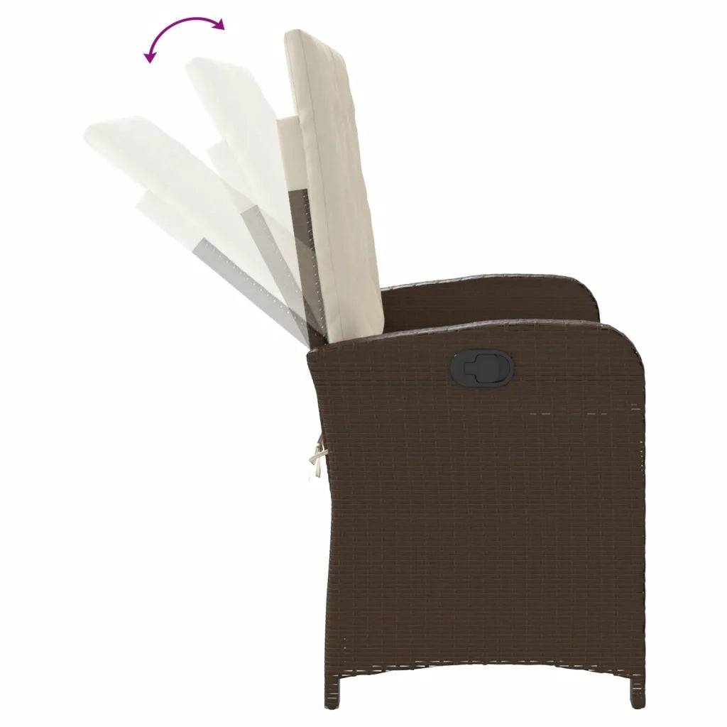 Panca Reclinabile da Giardino con Cuscini-Sgabello-Sedia da esterno Marrone in Polyrattan 882442