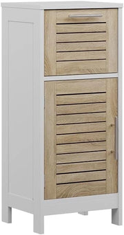 mobiletto bagno Looma, Bianco/quercia, 35 x 80 cm con 1 cassetto, utilizzabile come armadio sovrapponibile per lavatrice o WC