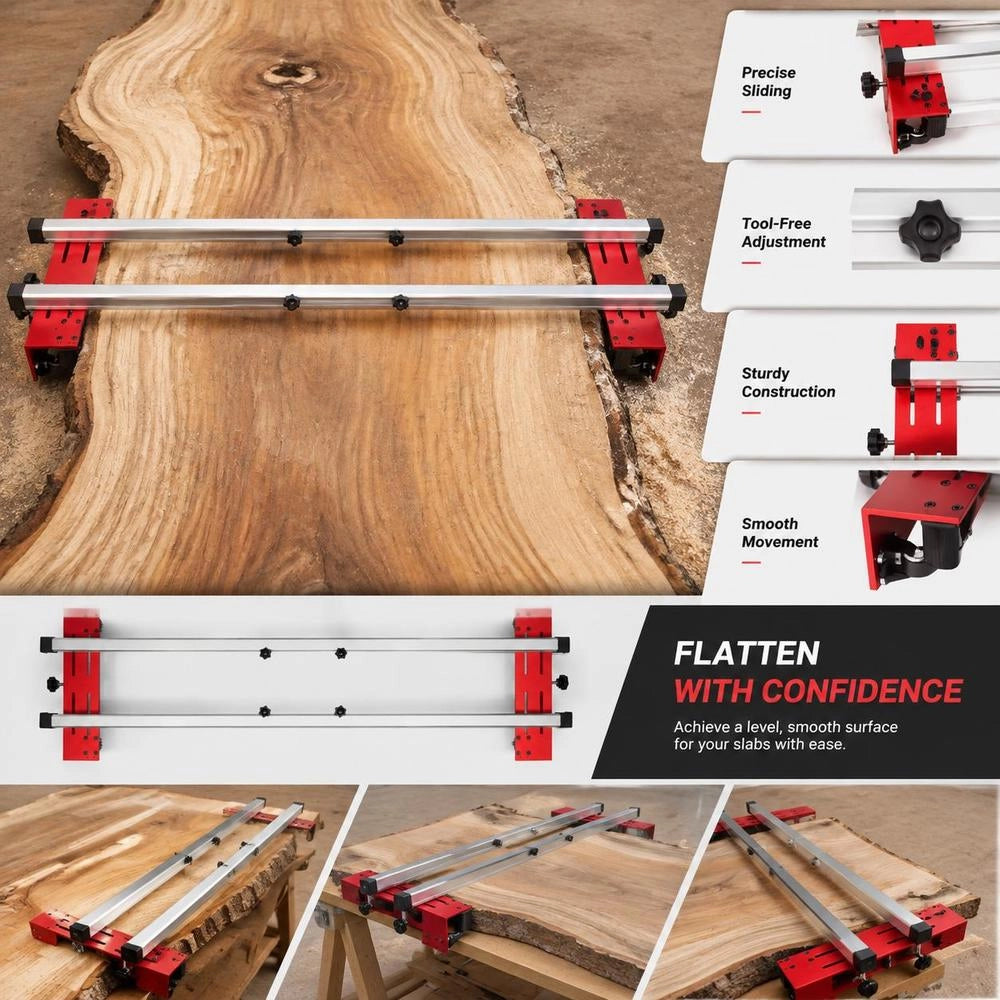 Woodworking Jointer, 60 Inch Aluminum Alloy Frame With Adjustable Surface, Large Board Planing Aid For Workbench, DIY Wood Processing Tool