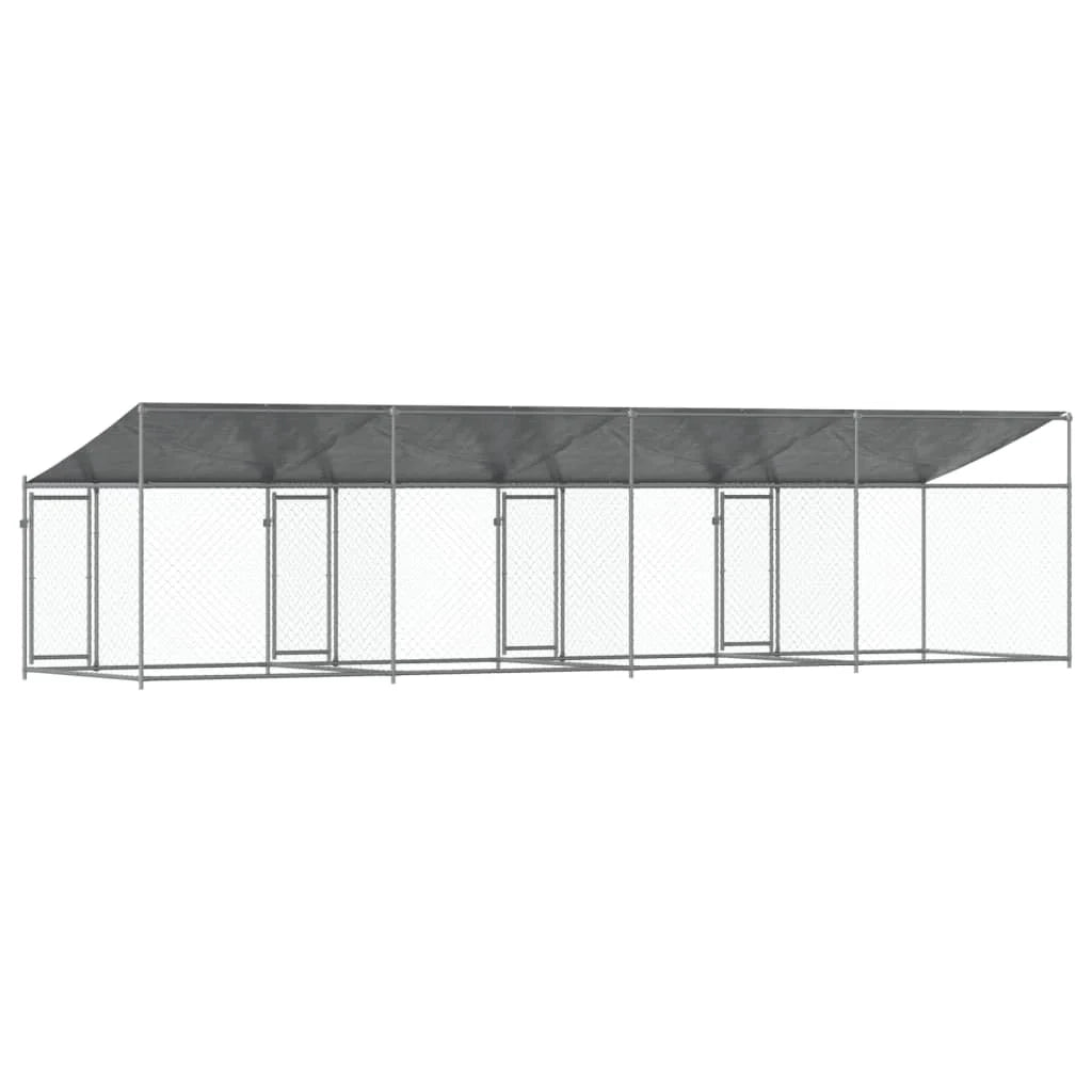 Gabbia per cani con tetto e porte 8 x 2 x 2 m acciaio zincato grigio 02_0041636