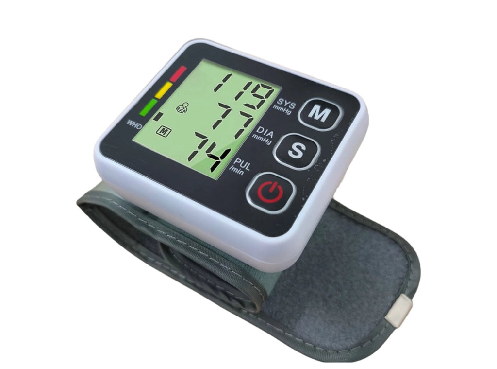Misuratore Pressione Sanguigna Portatile da Polso Misurazione della Frequenza Cardiaca e Pulsazioni 99 Memorie, Aritmia, Display LCD, WHO