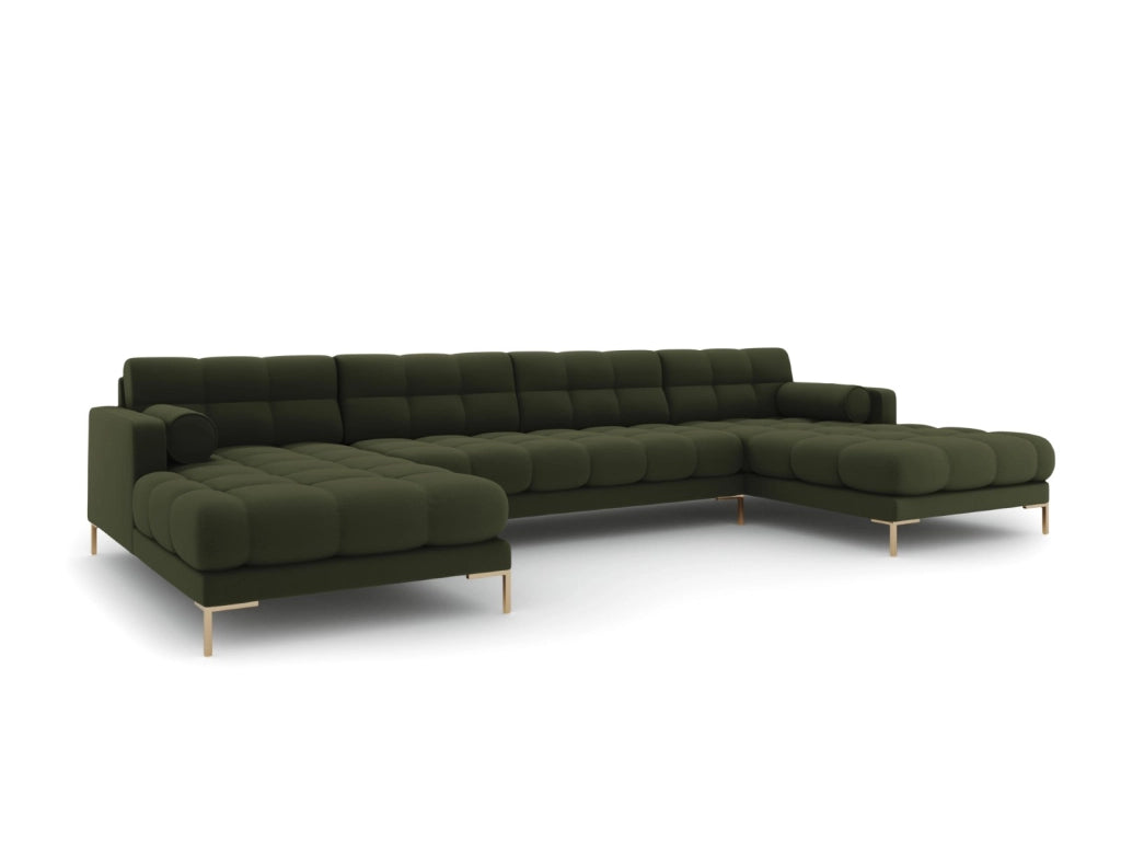 Cosmopolitan Design - Divano panoramico "Bali" 7 posti in tessuto strutturato verde 