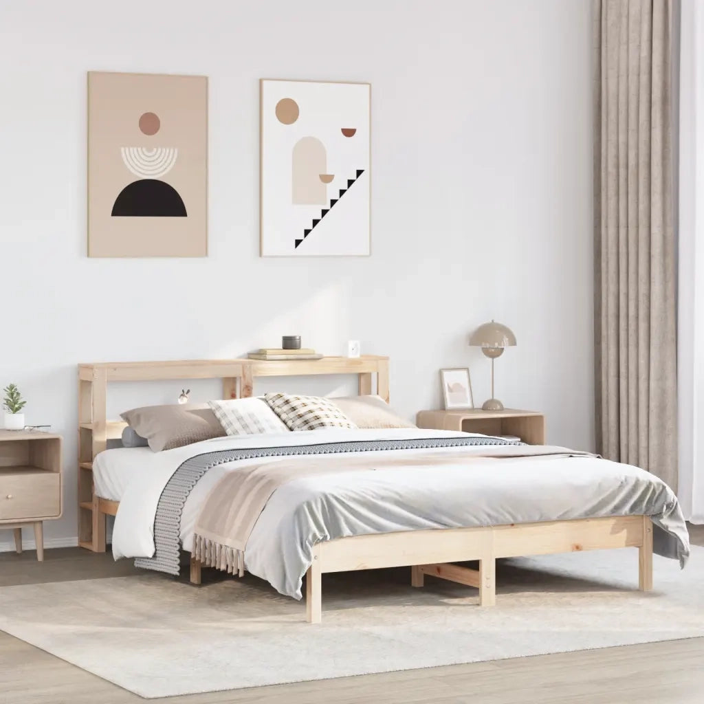 Letto matrimoniale | Letto per adulti | Letto senza Materasso 140x190 cm in Legno Massello di Pino