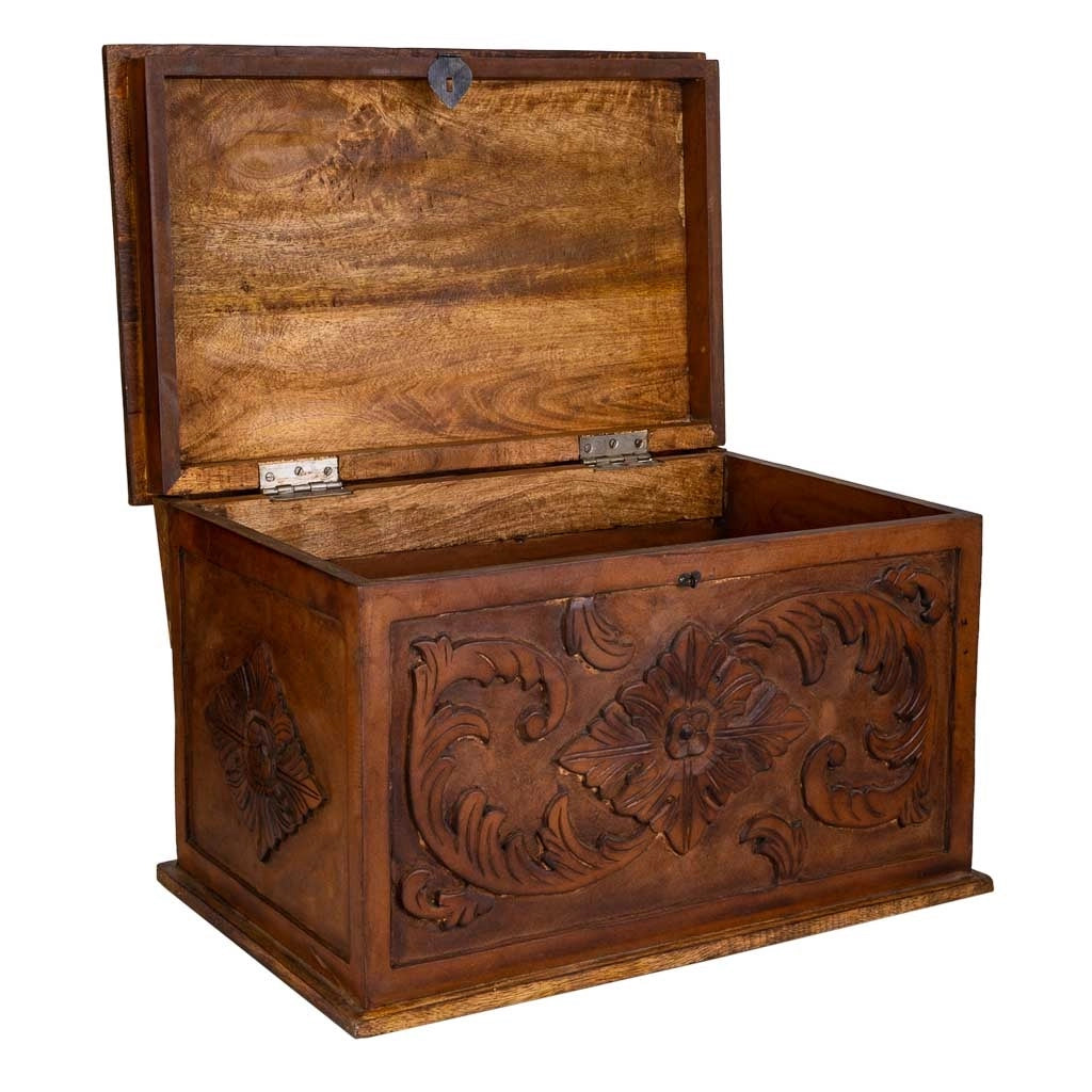 Baule in legno fatto a mano marrone 70x50x50h