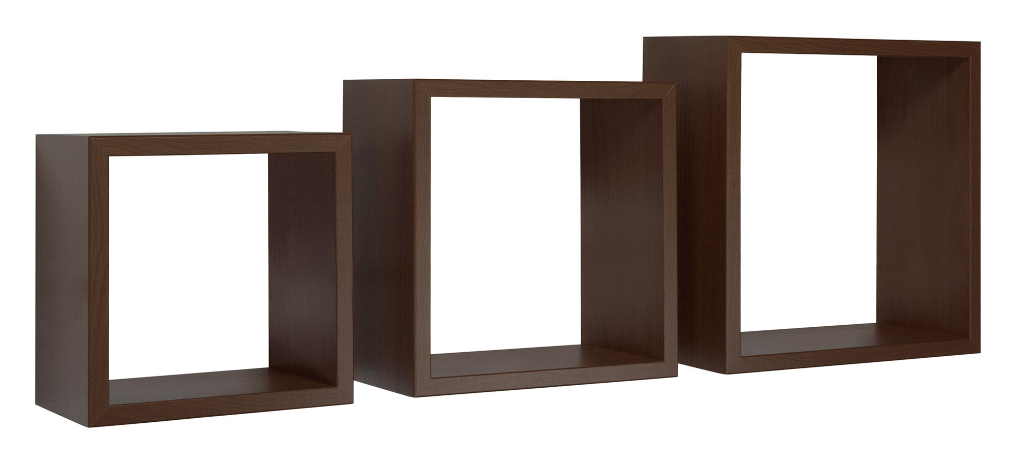 Set 3 Mensole da Parete Cubo in Fibra di Legno Incubo Wengè