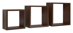 Set 3 Mensole da Parete Cubo in Fibra di Legno Incubo Wengè