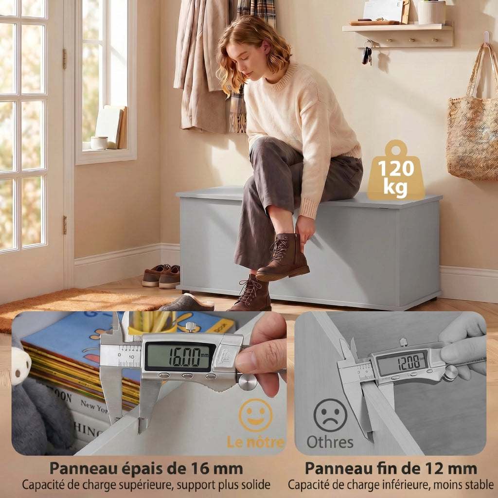 Cassettiera con coperchio ribaltabile ¨C Minimal ¨C Grigio 100x40x40 cm