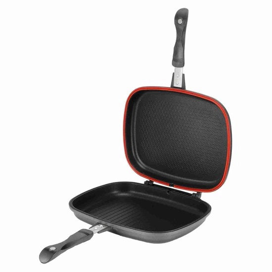 Piastra da Griglia Portatile - Doppia Faccia a Contatto - Risparmio Energetico - Conduttività Termica - Anello di Regolazione in Silicone - Facile da Pulire - Piastra da Griglia