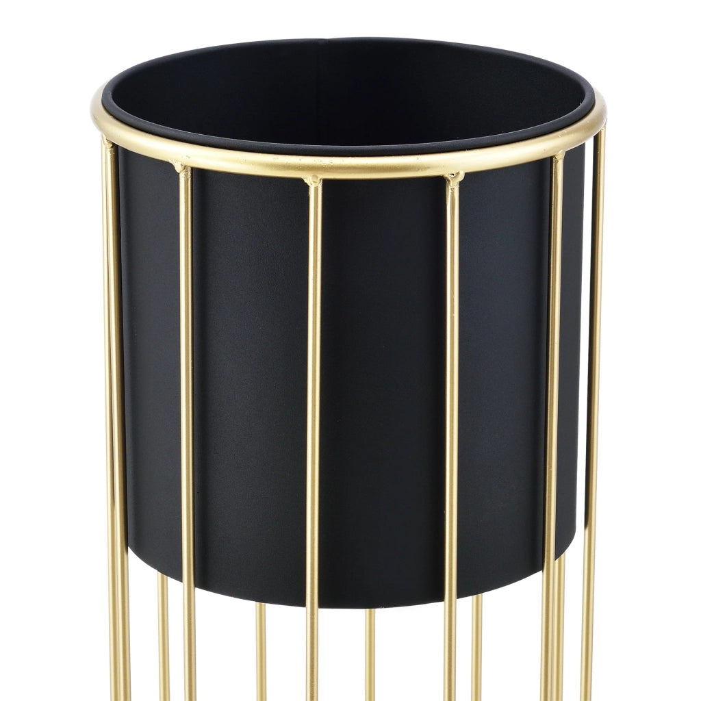 Set di 2 supporti per piante set di fioriere vaso per fiori fioriera vaso metallo diverse dimensioni oro nero 03_0006046