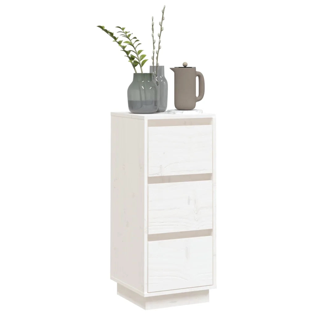 Credenza Bianca 32x34x75 cm in Legno Massello di Pino 813367