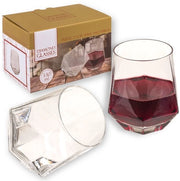 Set di bicchieri da whisky a forma di diamante - 2 pezzi - Capacità 330 ml - Altezza 9 cm - Ideali per gli appassionati di whisky - Bicchieri da vino