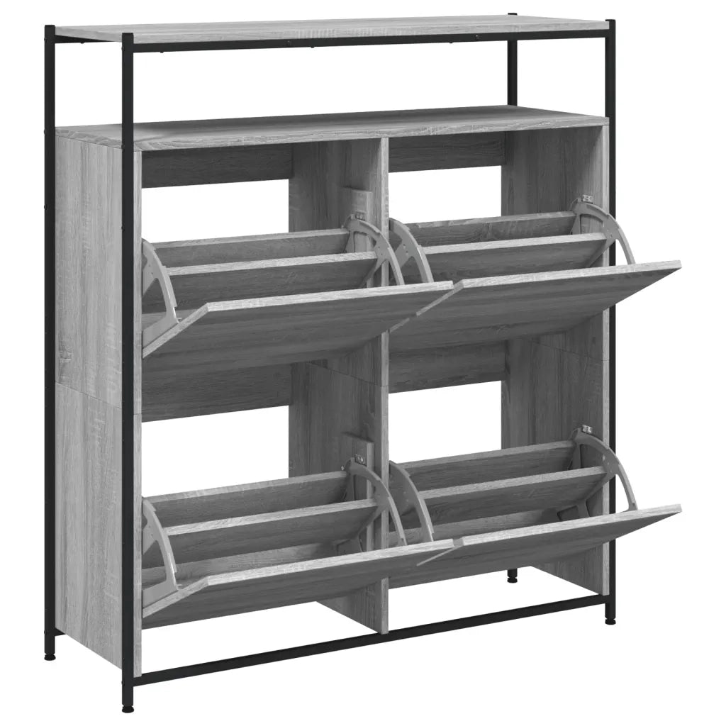 Scarpiera | Mobile per scarpe 4 Cassetti Ribaltabili Grigio Sonoma 100x34x112 cm