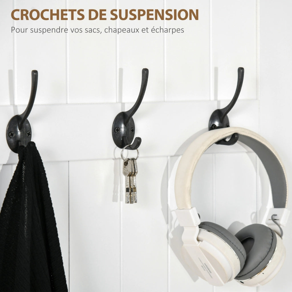 Mobile ingresso con panca, appendiabiti e gancio ¨C zephmum ¨C bianco 71.5x39.5x170 cm