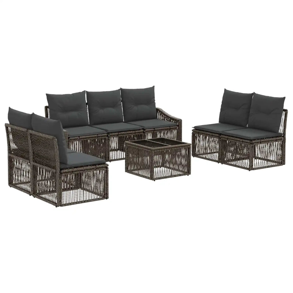 Set Divano da Giardino 8 pcs Grigio polyrattan