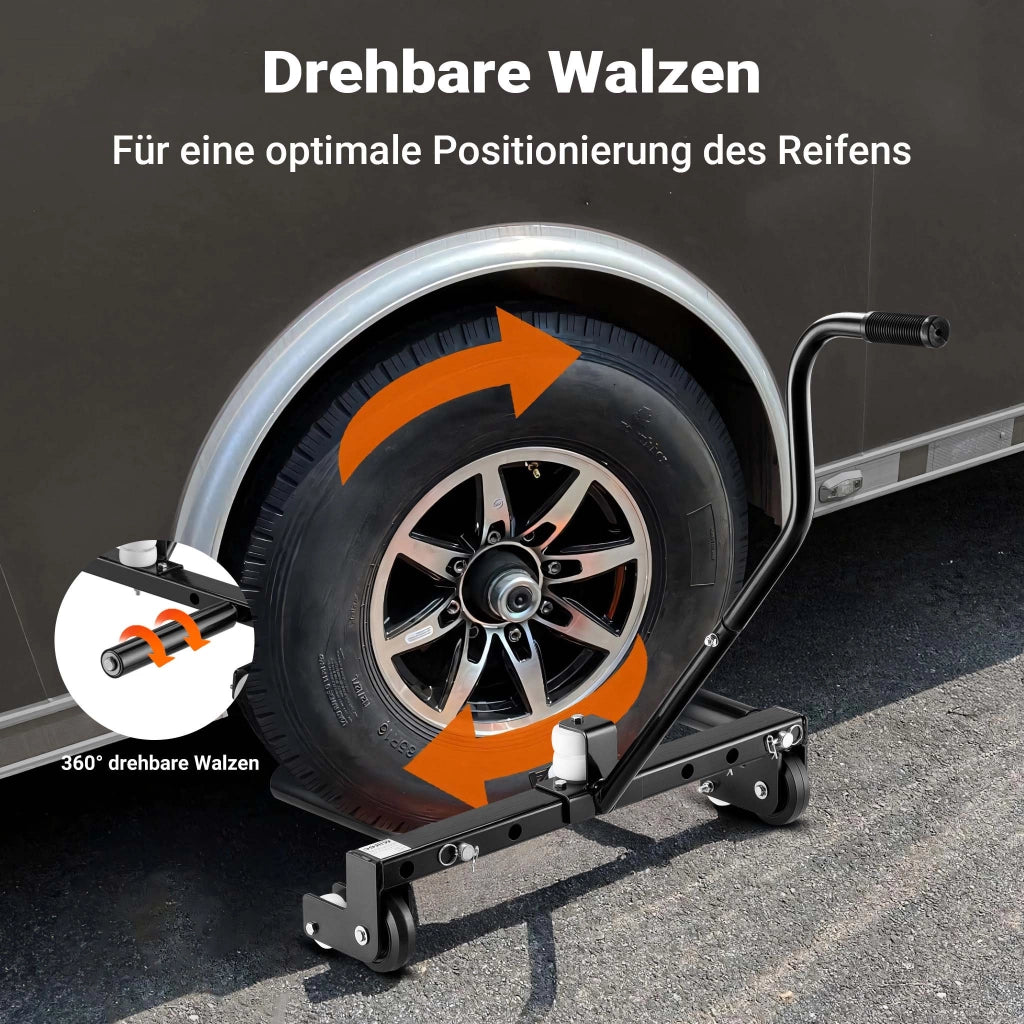 Carrello smontagomme in acciaio per montaggio pneumatici, max 250kg, carrello sposta ruote, togliruote per pneumatici 17- 56,5 cm (6,5-22,5")