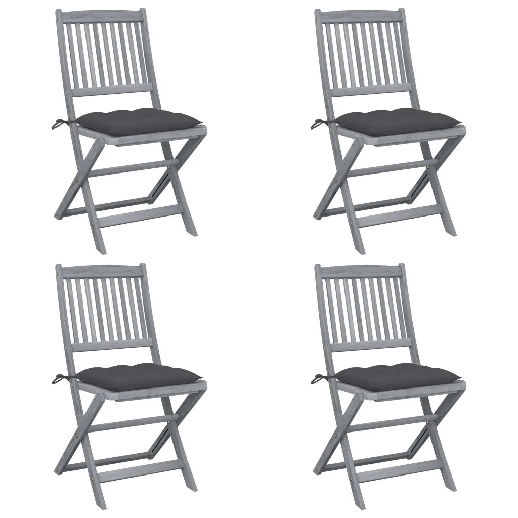 Sedie da Giardino Pieghevoli 4pz con Cuscini in Massello Acacia cod mxl 6351