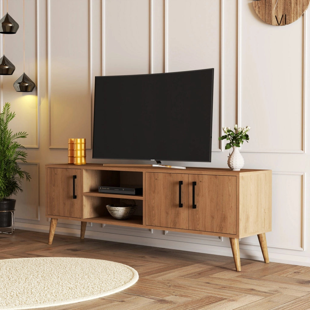 Porta TV in legno "Exxen" - 150 x 34 x 52 cm - Marrone