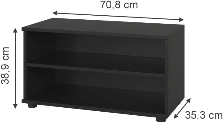 Mobile da soggiorno Berno, Nero, 70.8 x 38.9 cm con 2 scomparti, adatto per riporre libri e raccoglitori
