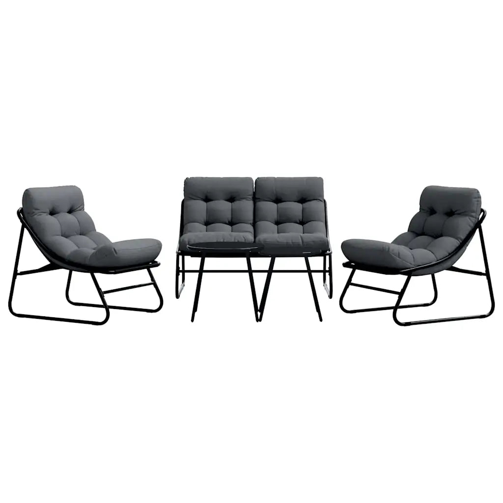 Set da Pranzo per Giardino 5 pcs Nero Acciaio 3378837