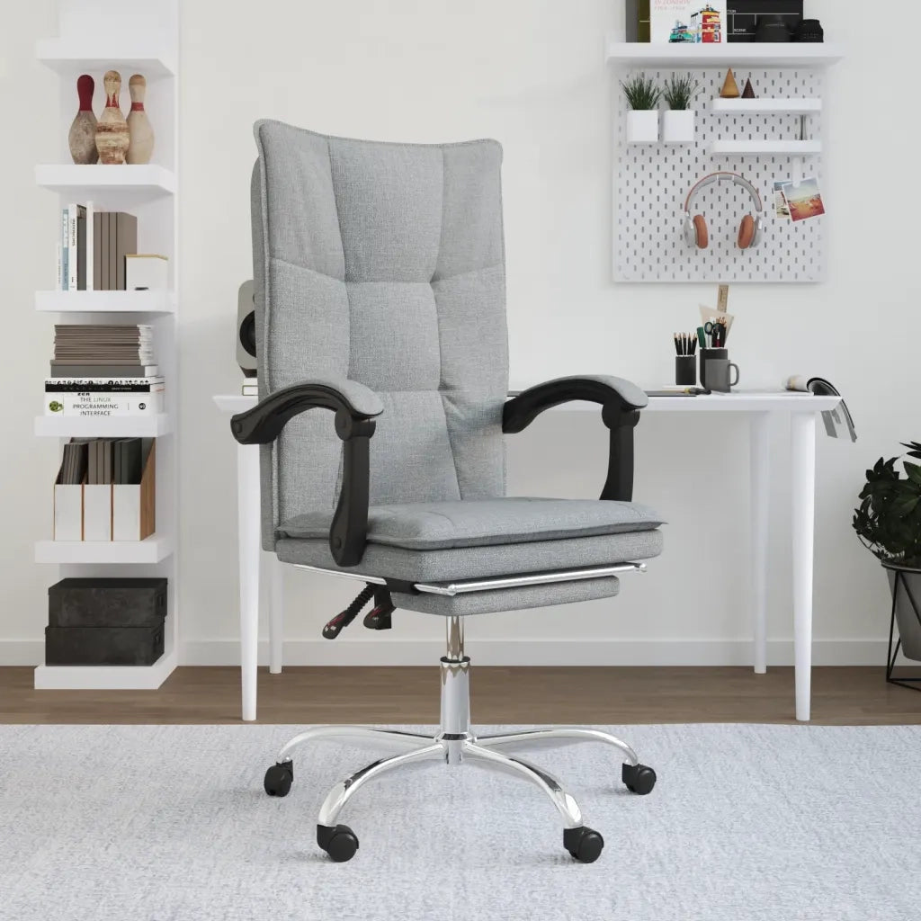 Poltrona da Ufficio Reclinabile Grigio Chiaro in Tessuto cod mxl 27403