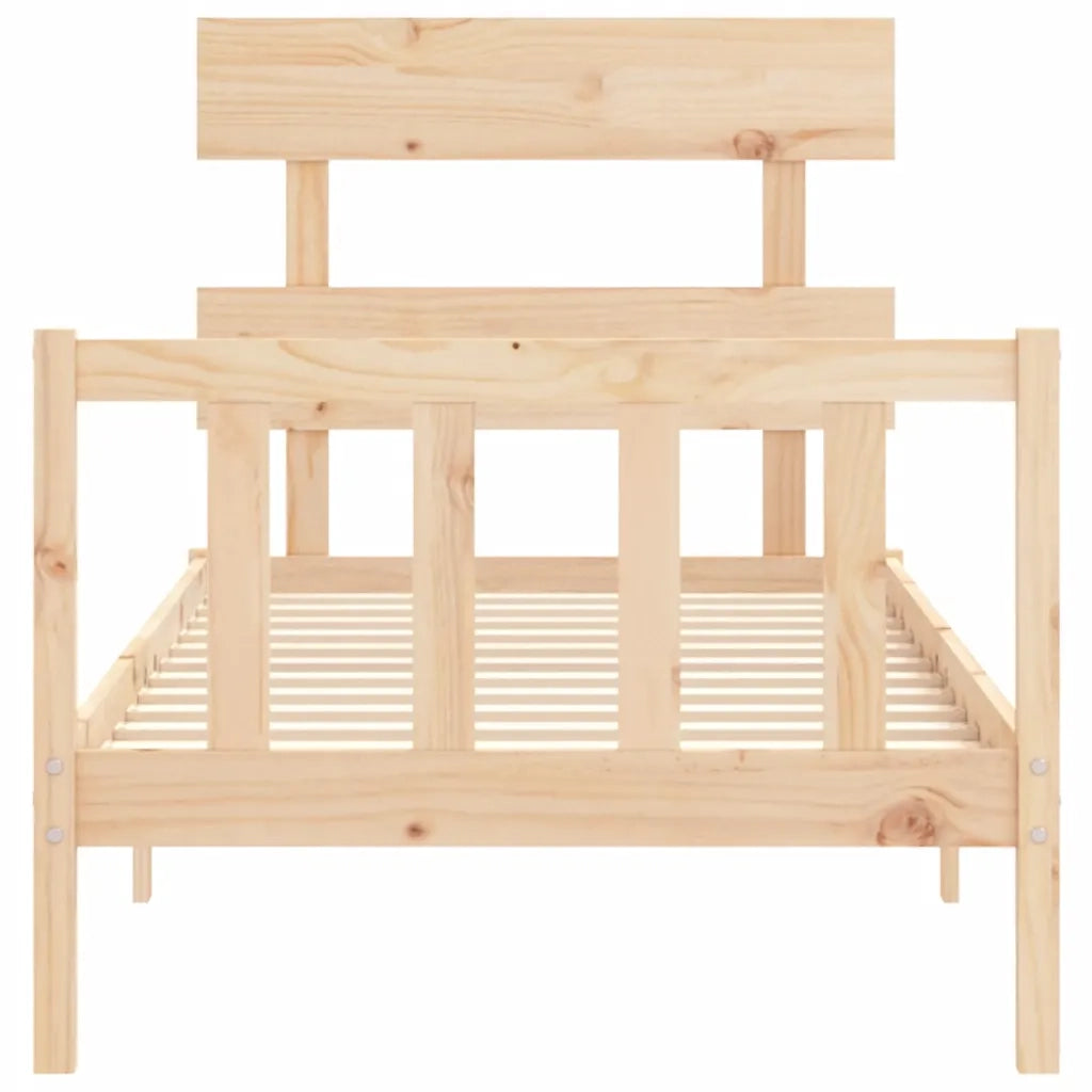 Giroletto con Testiera Single-Struttura Letto in Legno Massello 698038