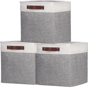 Cassa di archiviazione in tessuto, 30 x 30 x 30 cm, cassetto pieghevole con maniglie a mano, per abbigliamento, giocattoli, tavole, armadi, bianco/grigio