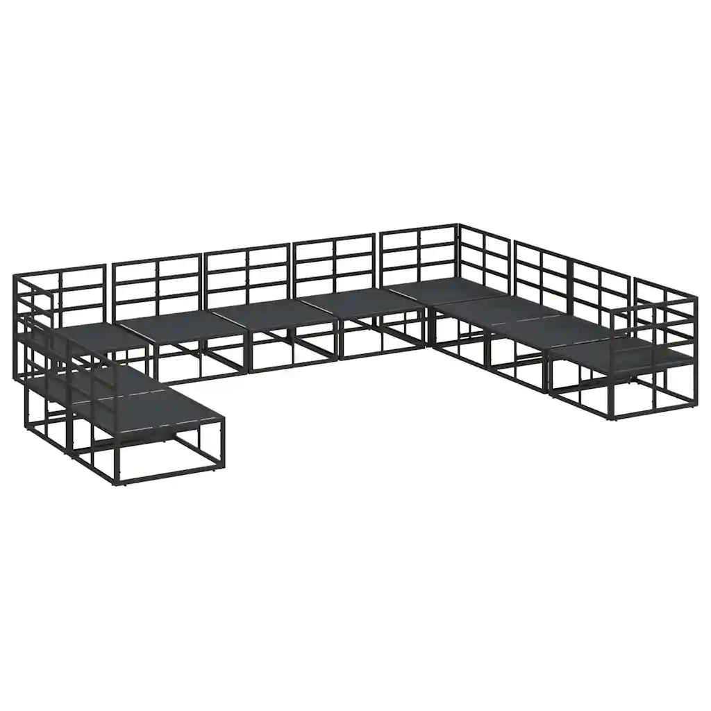 vidaXL Set Divano da Giardino con cuscino 10 pcs Nero Alluminio