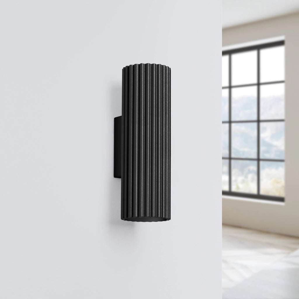 Applique tubo nero rigato 20cm su/giù 2xGU10 GRAVIO PureLume