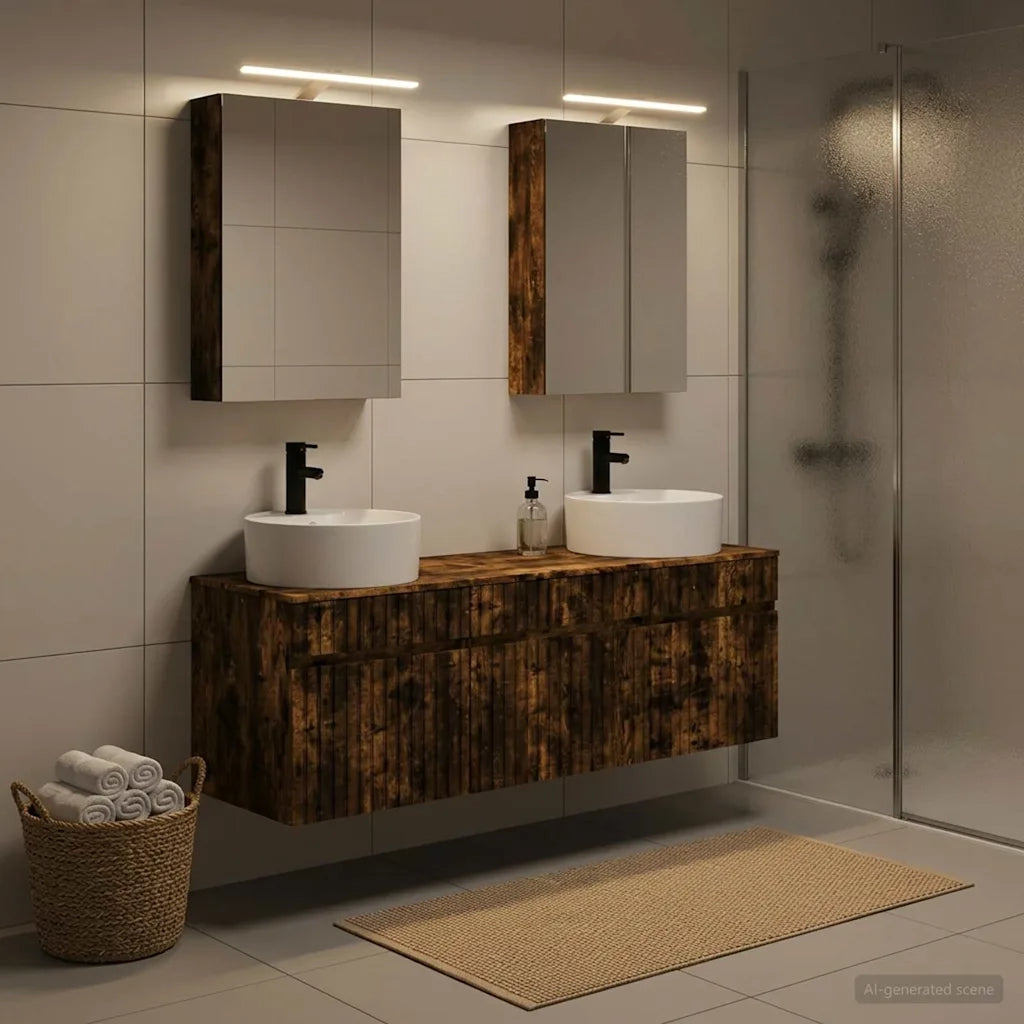 Set di Armadi da Bagno 5 pcs Rovere Fumo 50 x 14,5 x 70 cm 3406595