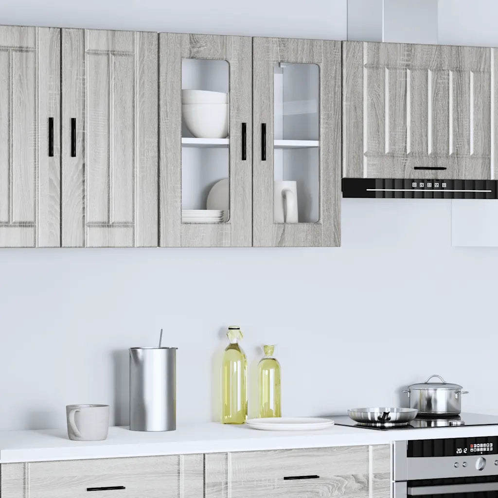 Pensile da Cucina | Mobile da Cucina con Porta in Vetro Porto Grigio Sonoma