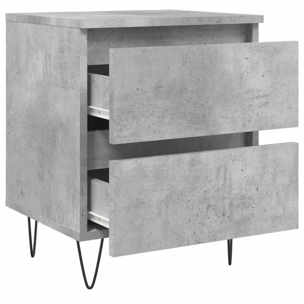 Comodino Grigio Cemento 40x35x50 cm in Legno Multistrato 826884
