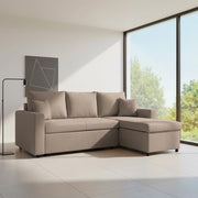 Divano con penisola reversibile funzione letto Golf tessuto tortora 225x148x81H