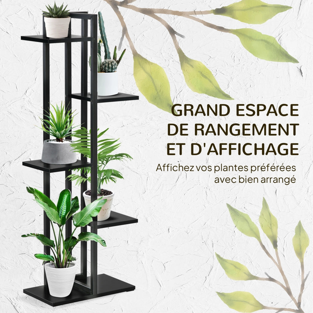 Scaffale per piante 5 livelli in metallo per interno ed esterno ¨C Zephmum ¨C 40x22x113cm nero
