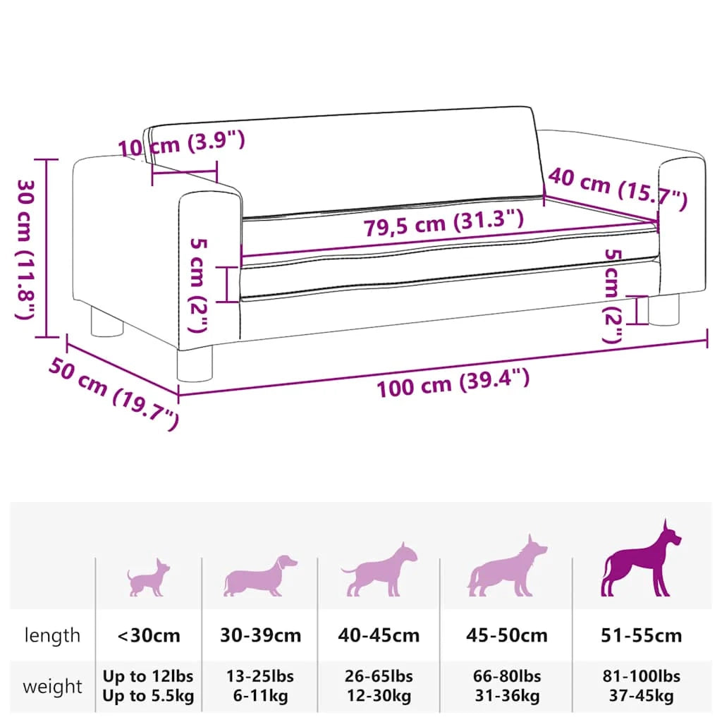 Divano letto per cani comodo con estensione 100 x 50 x 30 cm in similpelle Crema 02_0043064