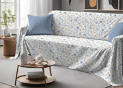 Telo Arredo Granfoulard Copritutto Salvadivano 100% Cotone Dis. Primavera - Matrimoniale - Azzurro